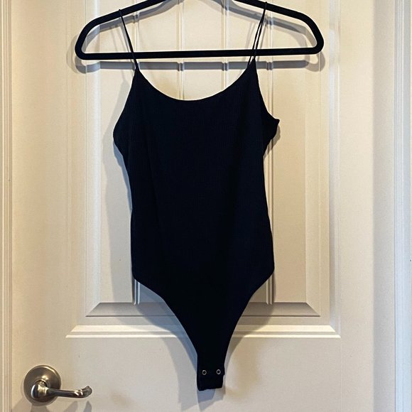 Maroon Black White Ribbed Spaghetti Strap Bodysuit - Picture 4 of 11